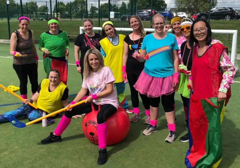 Group of people taking part in a sports day team building experience
