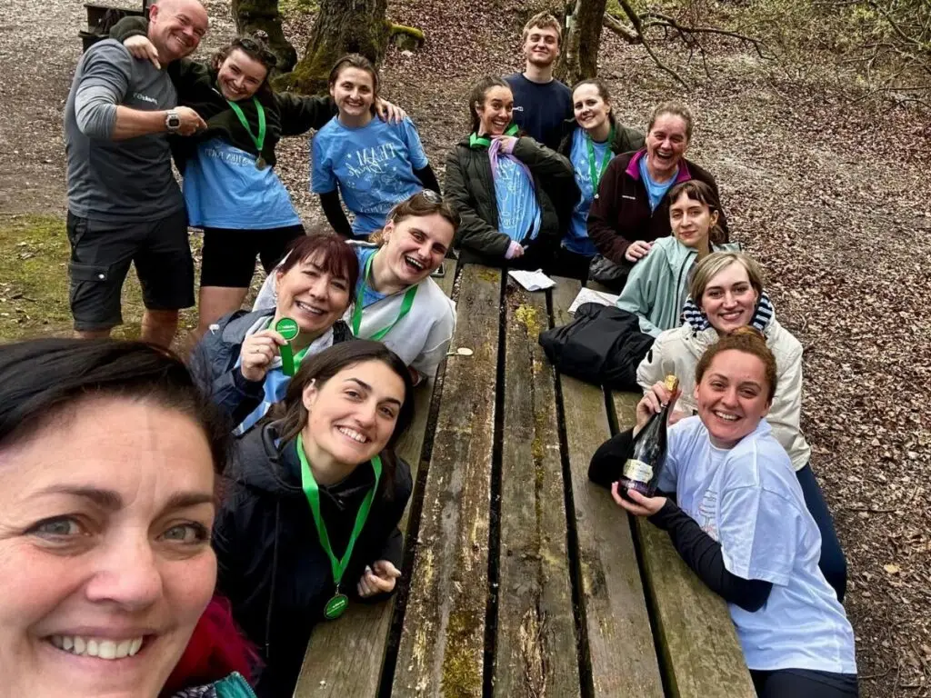 Group celebrating hunting experience in the Peak District