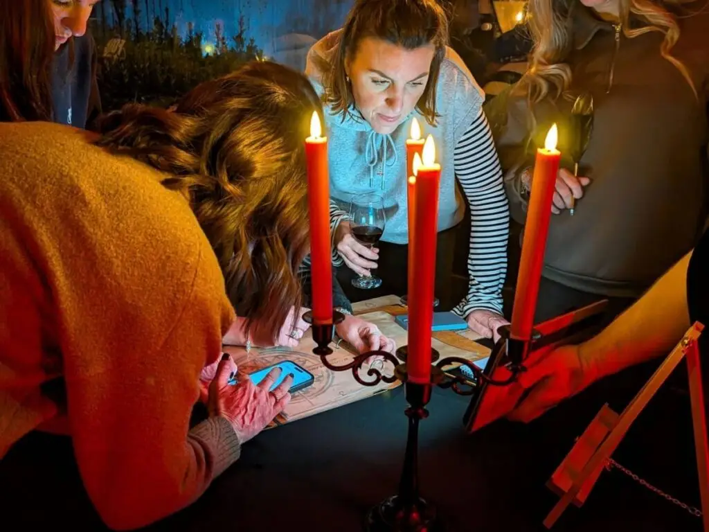 Group taking part in traitors experience in the Peak District