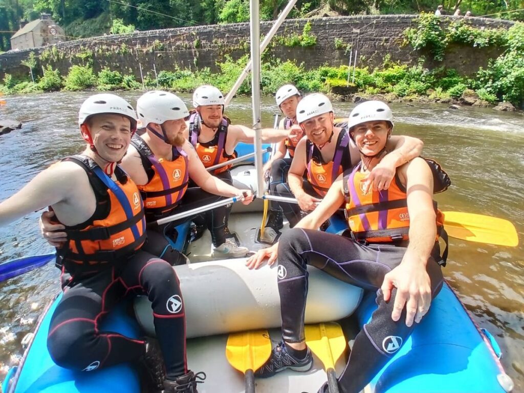 Group in a raft in the Peak District